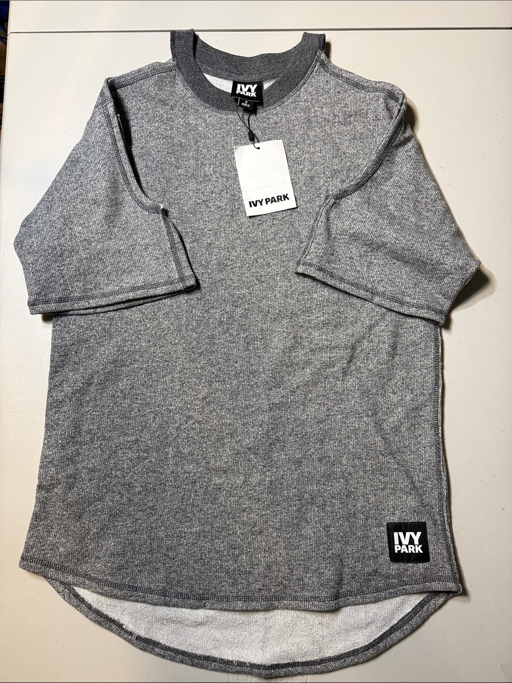 NWT Ivy Park Cold Shoulder Oversized Sweatshirt Tee Tunic Style Heather Gray